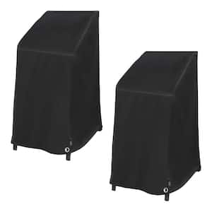 27 in. L x 27 in. W x 49 in. H, Black (2-Pack) Black Diamond Stackable High Back Patio Chair Cover, Waterproof,