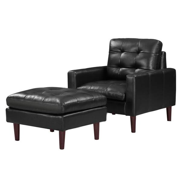 black faux leather armchair