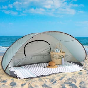 Polyester Pop Up Beach Tent with UV Protection and Ventilation Window Water and Wind Resistant Sun Shelter, Blue