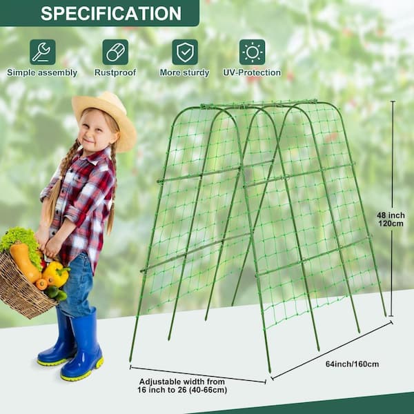 Menkxi 3 Panel Folding Garden Trellis For Climbing Plants Sturdy Metal Frame Cucumber Trellis Metal Trellis
