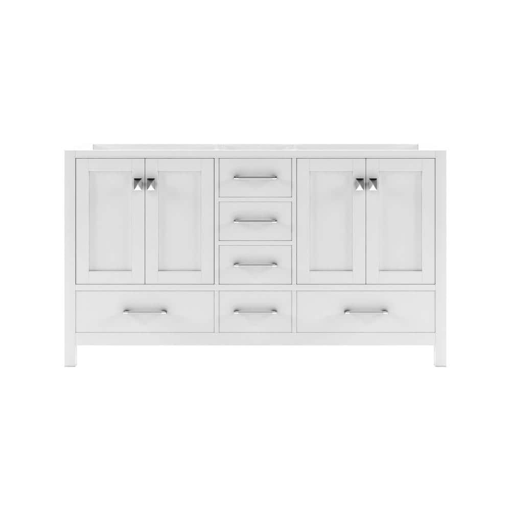 Caroline Avenue 60" White Solid Oak Double Vanity Cabinet
