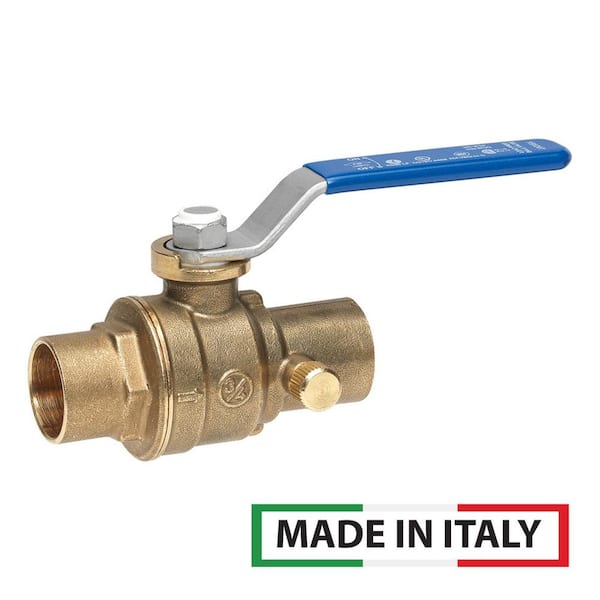 1/2 in. SWT x 1/2 in. SWT Full Port Lead Free Brass Ball Valve with Drain