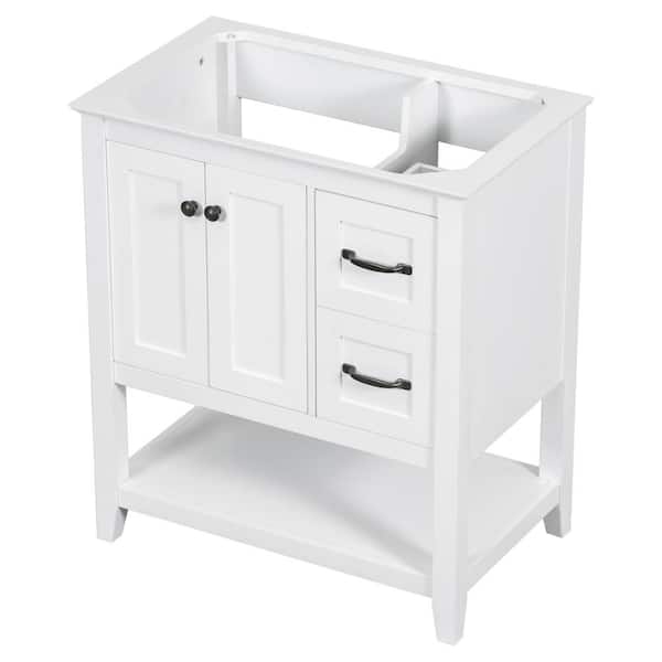 HwoamneT 29.40 in. W. x 17.90 in. D x 33.00 in. H Bath Vanity Cabinet without Top in White with Multi-Functional Drawer