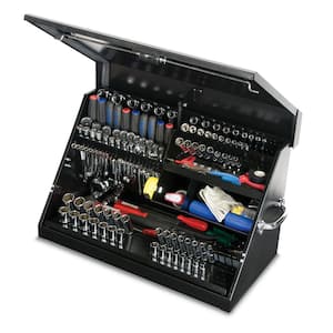 31 in. W x 15 in. D Portable Triangle Top Tool Chest for Sockets, Wrenches and Screwdrivers in Black Powder Coat