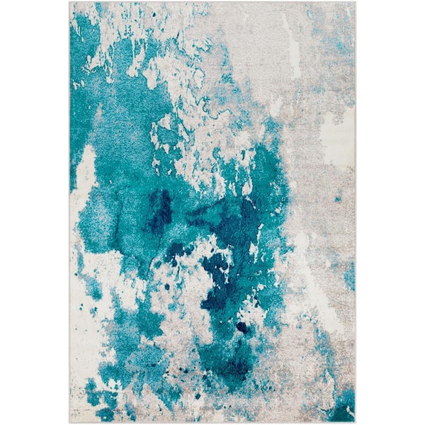 Sora Teal 8 ft. 10 in. x 12 ft. 9 in. Abstract Area Rug