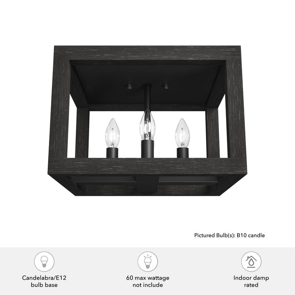 Squire Manor Matte Black 12'' Aluminum LED Flush Mount Ceiling Light
