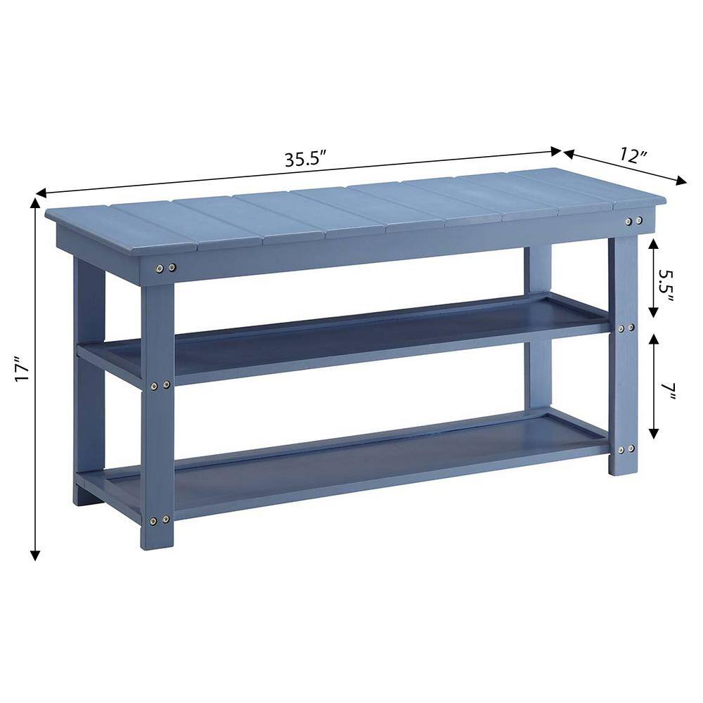 Contemporary Blue Oxford Mudroom Bench with Storage Shelves