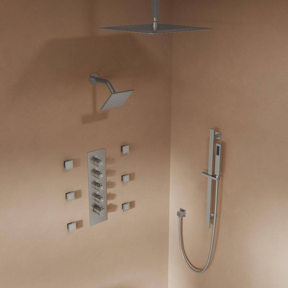 His and Her Dual 15-Spray CeilingMount 16 and 6 in. ShowerFaucet Handheld ShowerHead 2.5 GPM Anti-Scald in BrushedNickel price history on PriceWatchPro