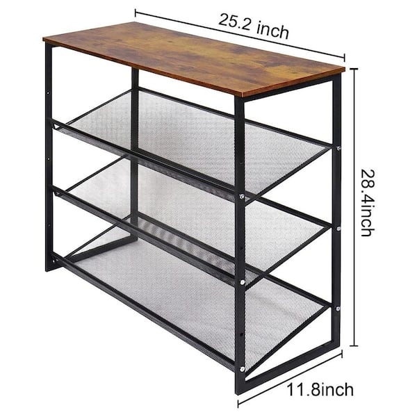 Organize It All 25.2-in H 3 Tier 9 Pair Espresso Metal Shoe Rack in the Shoe  Storage department at