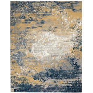 Twilight Navy Gold 9 ft. x 12 ft. Abstract Contemporary Area Rug