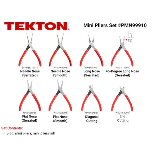 Mini Pliers Set, (8-Piece) (Needle Nose, Long Nose, Flat Nose, Cutting) with Pouch