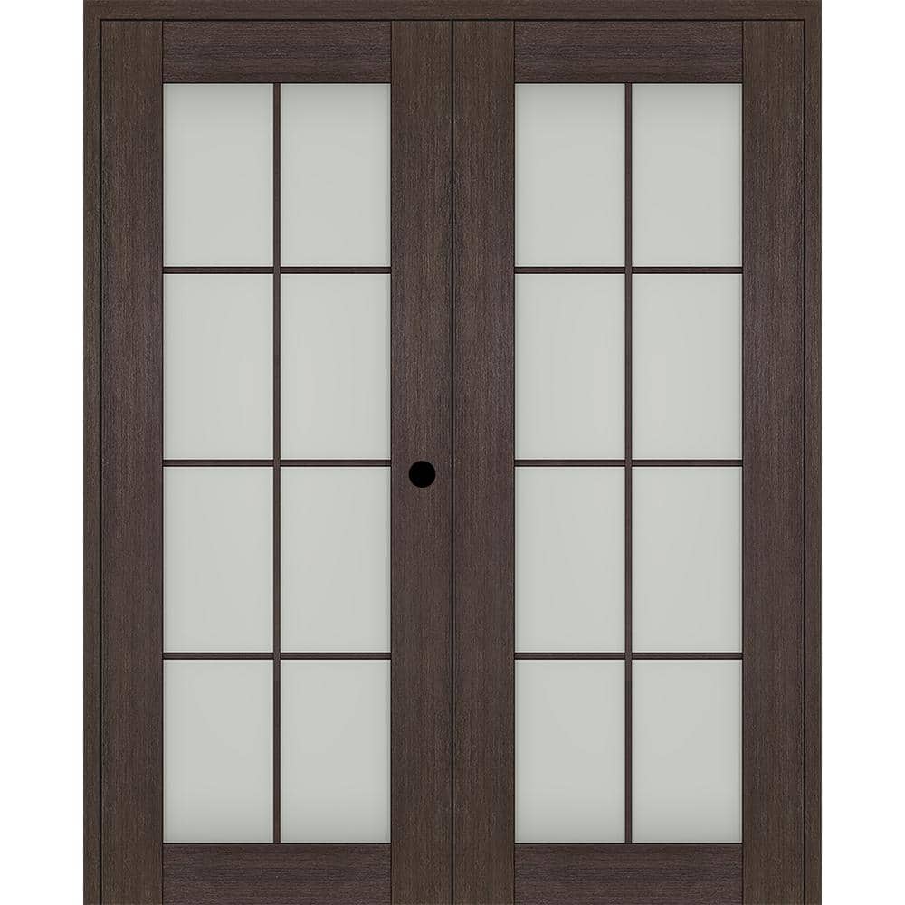 "Vona 56""x 96"" Left Hand Active 8-Lite Frosted Glass Veralinga Oak Wood Composite Double Prehung French Door" price history on PriceWatchPro