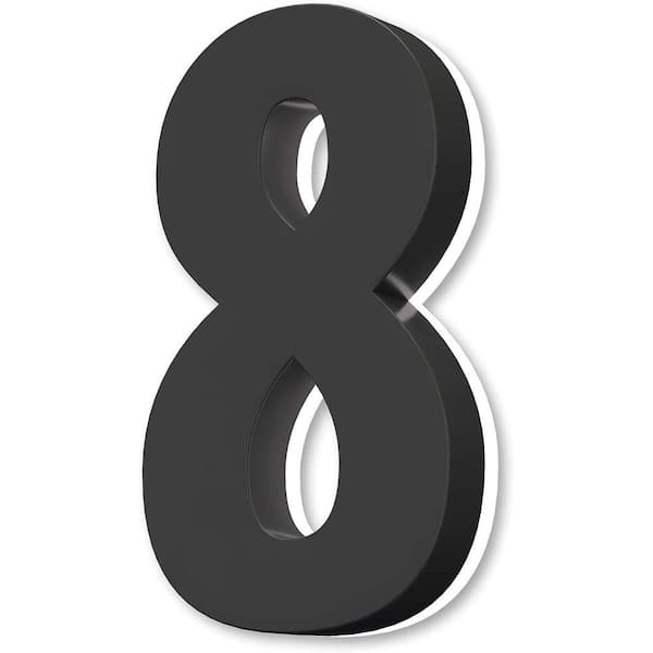 Movisa 7 in. Black Stainless Steel Hand-Polished LED Backlit House Number 8