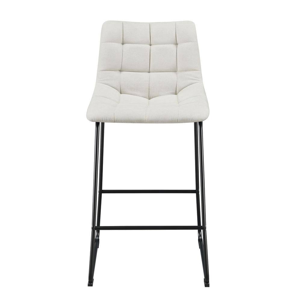 Linen White Industrial Leather & Metal 30" Bar Stool Set