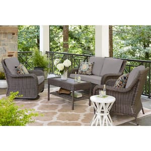 Cambridge Gray Wicker Outdoor Patio Lounge Chair with CushionGuard Stone Gray Cushions