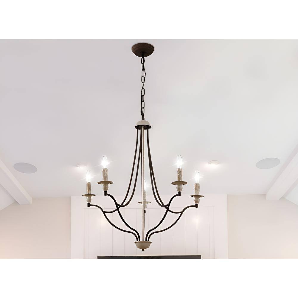 Ainoahy 5 Light Distressed Brown Rustic Chandelier for Living Room with No 