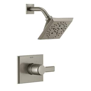 Pivotal 1-Handle Wall-Mount Shower Trim Kit in Lumicoat Stainless with H2Okinetic (Valve Not Included)
