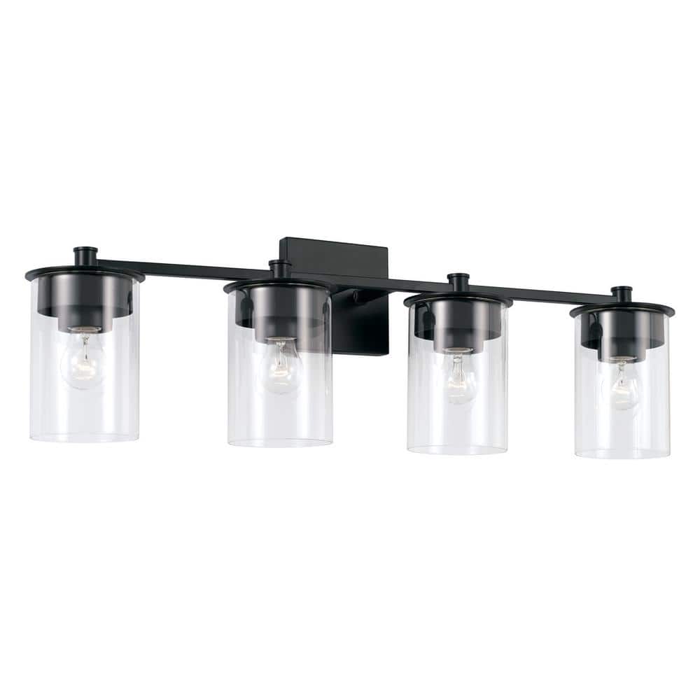 29.5 in. W x 9 in. H 4-Light Vanity Light in Matte Black with Clear Glass price history on PriceWatchPro