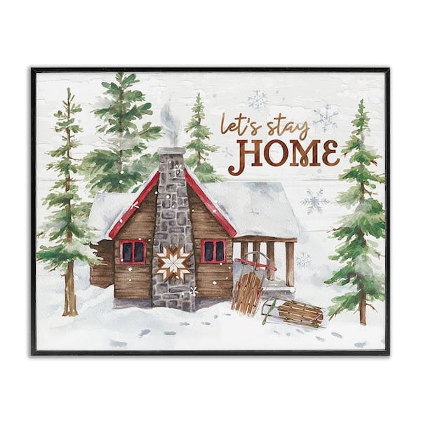 Stupell Industries Cozy Winter Cabin Phrase by Courtney Morgenstern 1-Piece Framed Graphic Print Nature Poster Art Print 20 in. x 16 in.