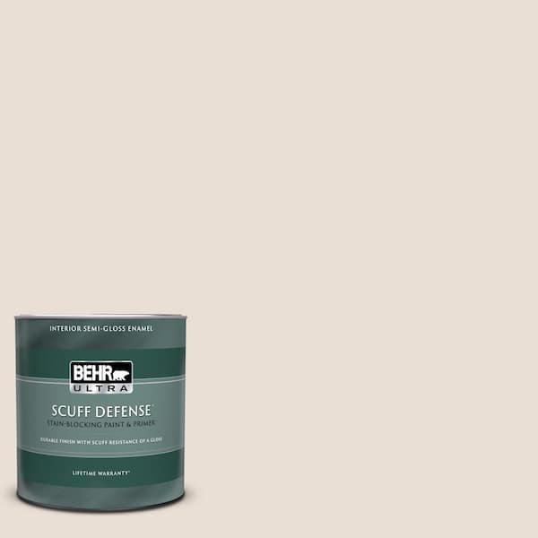 BEHR ULTRA 1 qt. #N190-1 Smokey Cream Extra Durable Semi-Gloss Enamel ...