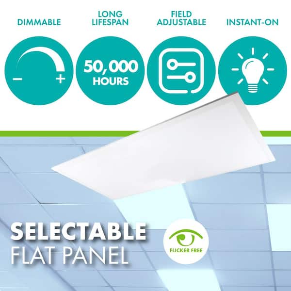 2 ft. x 4 ft. 5000/5625/6250 Lumens Integrated LED Panel Light 3500K/4000K/5000K Field Selectable Lumen and Color 2 Pack