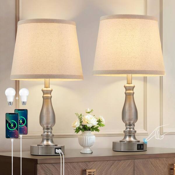 GTCLIGHTING 19 Touch Brushed Nickel Bedside Table Lamp, Way