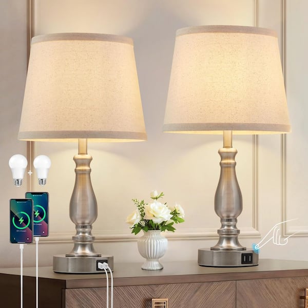 Oneach 3 Way Dimmable Touch Control USB Table Lamps Set of 2 for 並行輸入品 Oneach 25.75\" 3-Way Dimmable Touch Control Modern USB Table Lamp