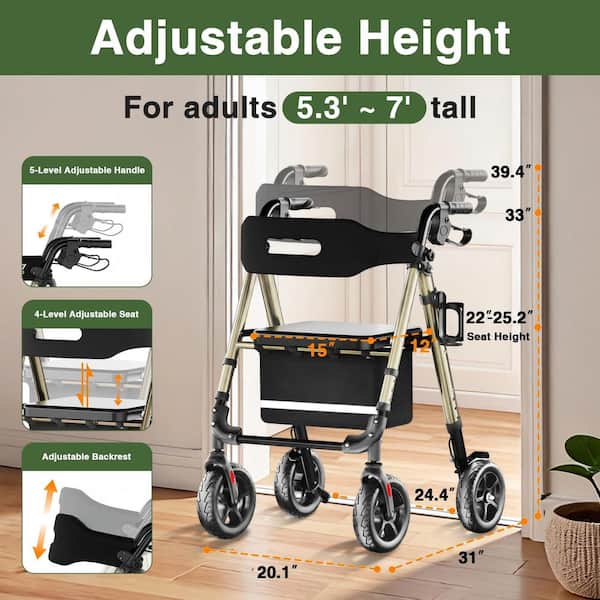 Numhew Lightweight Tall Walker for Seniors & Adults 5.3-7 ft