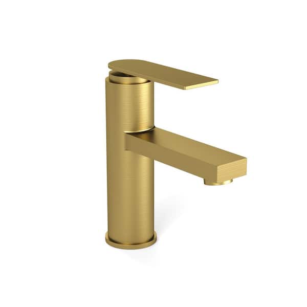 Single Handle Single Hole Bathroom Faucet with Valve in Brushed Gold (1-Pack)