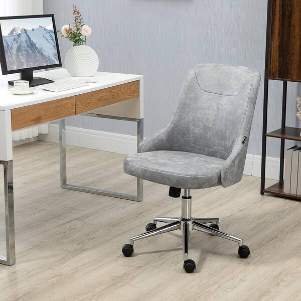 Vinsetto Leisure Office Chair Linen Fabric Swivel Computer Home Study  Bedroom with Wheels Grey w/