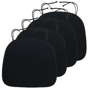 Modern Soft Comfortable Dining Chair Cushion Pads With Ties in Black Set of 4