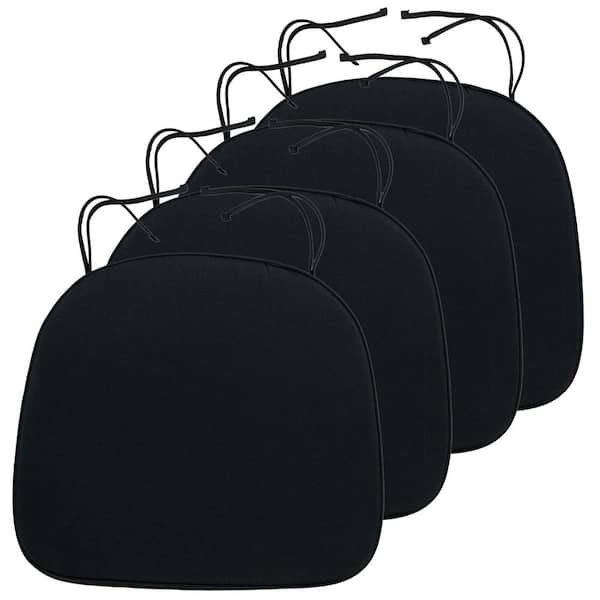 Leisuremod Modern Soft Comfortable Dining Chair Cushion Pads With Ties in Black Set of 4