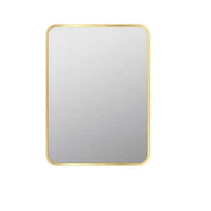 20 in. W x 28 in. H Bath Rectangular Metal Framed Hangs Horizontally or Vertically Wall Bathroom Vanity Mirror in Gold