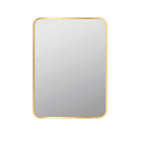 Unbranded 20 in. W x 28 in. H Bath Rectangular Metal Framed Hangs Horizontally or Vertically Wall Bathroom Vanity Mirror in Gold
