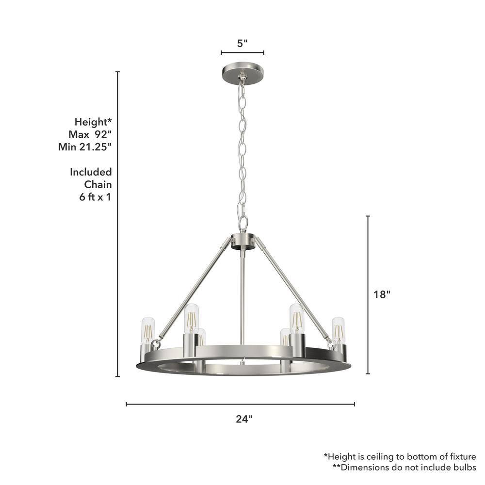 Brushed Nickel 24" Round Drum Chandelier