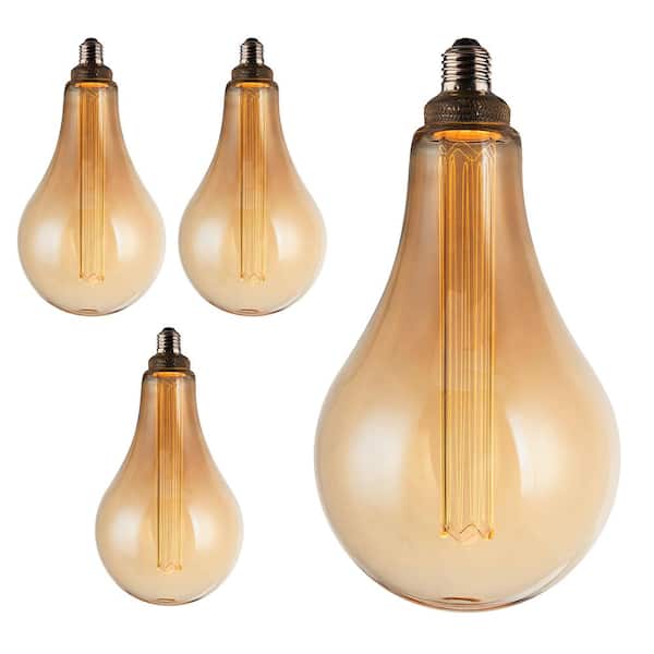25-Watt Equivalent PS50 Dimmable Oversized Amber Edison E26 LED Light Bulb Acrylic Filament, Warm White 2100K (4-Pack)