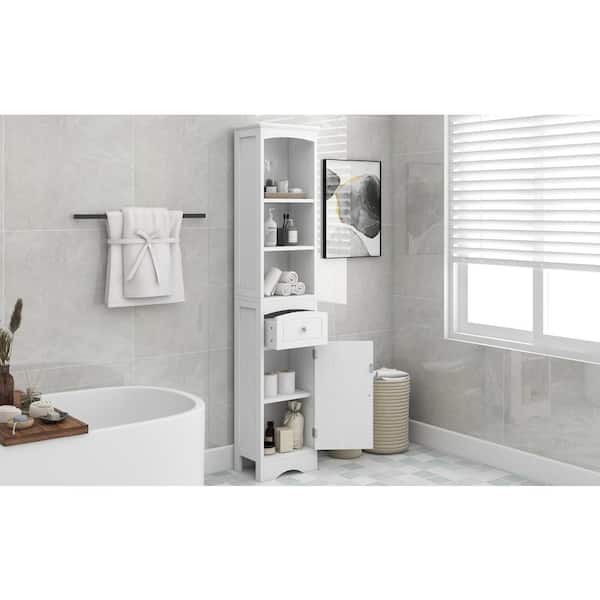 Xzkai 13 in. W x 9 in. D x 67 in. H White Freestanding Linen
