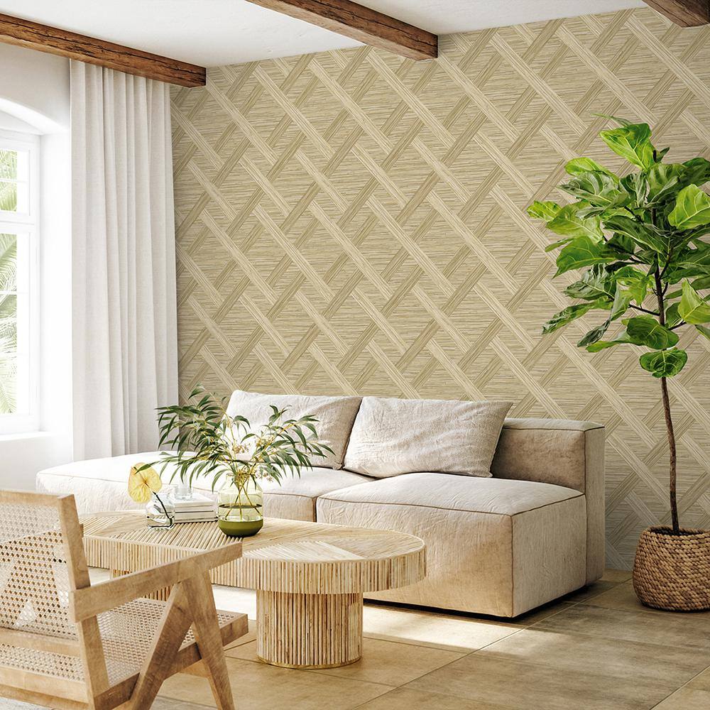Java Weave Brown Faux Grasscloth Peel and Stick Wallpaper