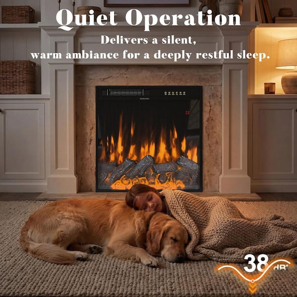 Homsee 23.6 in. Recessed Electric Fireplace Insert with 12-Color