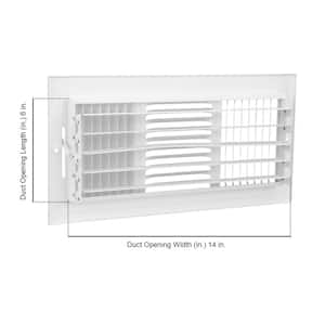 14 in. x 6 in. 3-Way Steel Wall/Ceiling Register in White