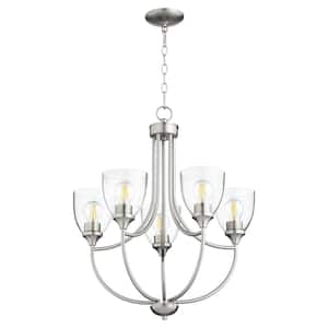 Enclave 5-Light Satin Nickel Chandelier with Clear Seeded Glass