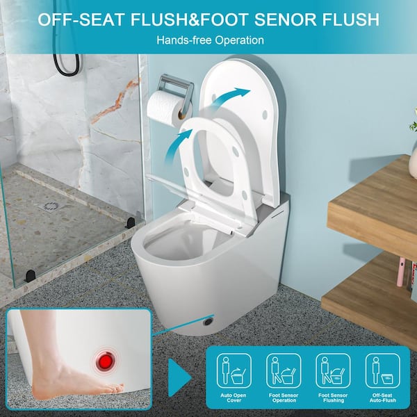 WELLFOR MT2 Elongated Heated Seat Bidet Toilet with Auto Open/Close and Foot Sensor Flush