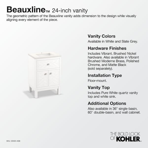 KOHLER Beauxline 24.3125 in. W x 18.0625 in. D x 36.125 in. H 