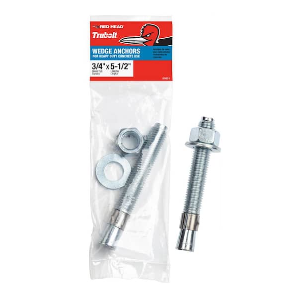 Red Head 3/4 in. x 5-1/2 in. Zinc-Plated Steel Hex-Nut-Head Solid Concrete Wedge Anchor