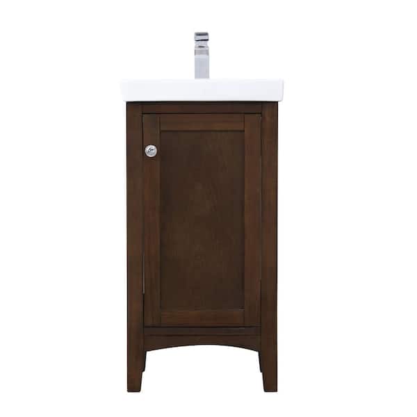 Unbranded Simply Living 17.5 in. W x 13.63 in. D x 34.25 in. H Bath Vanity in Antique Coffee with White Resin Top