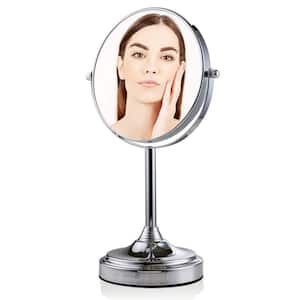 Small Round Tabletop Polished Chrome Makeup Mirror (13.3 in. H x 5.3 in. W), 1x-7x Magnification