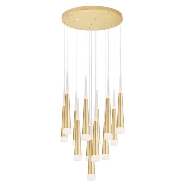 CWI Lighting Andes 65-Watt Integrated LED Satin Gold Chandelier