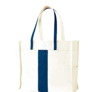 Center Stripe Navy Canvas Tote