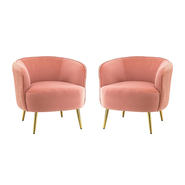 JAYDEN CREATION Sarpedon Pink Barrel Chair with Metal Legs (Set of 2)