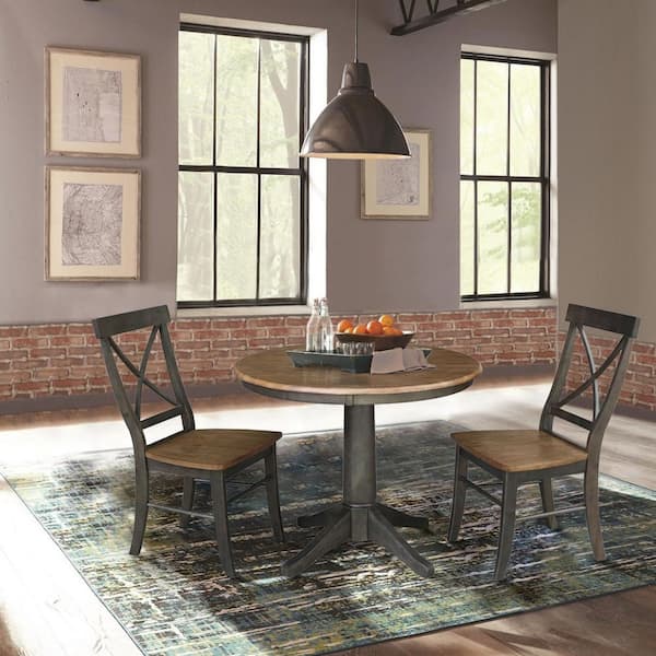 International Concepts Hickory/Coal 36 Round Top Solid Wood